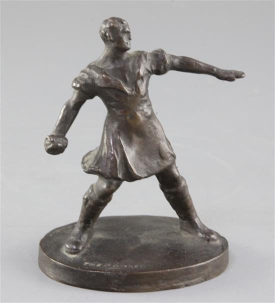 Alexander Proudfoot (1878-1957). A bronze figure The Bomber, height 4.5in.